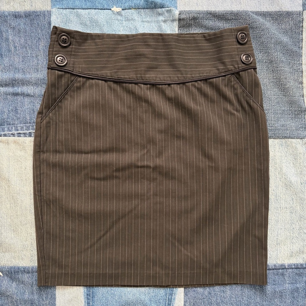 vtg y2k pin striped have button skirt dark grey M